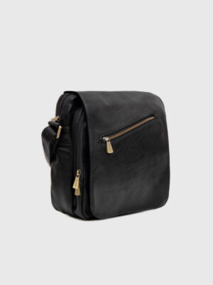 BOBBY BLACK MEN'S: FLAP TOP MULTI ZIP POCKET BAG