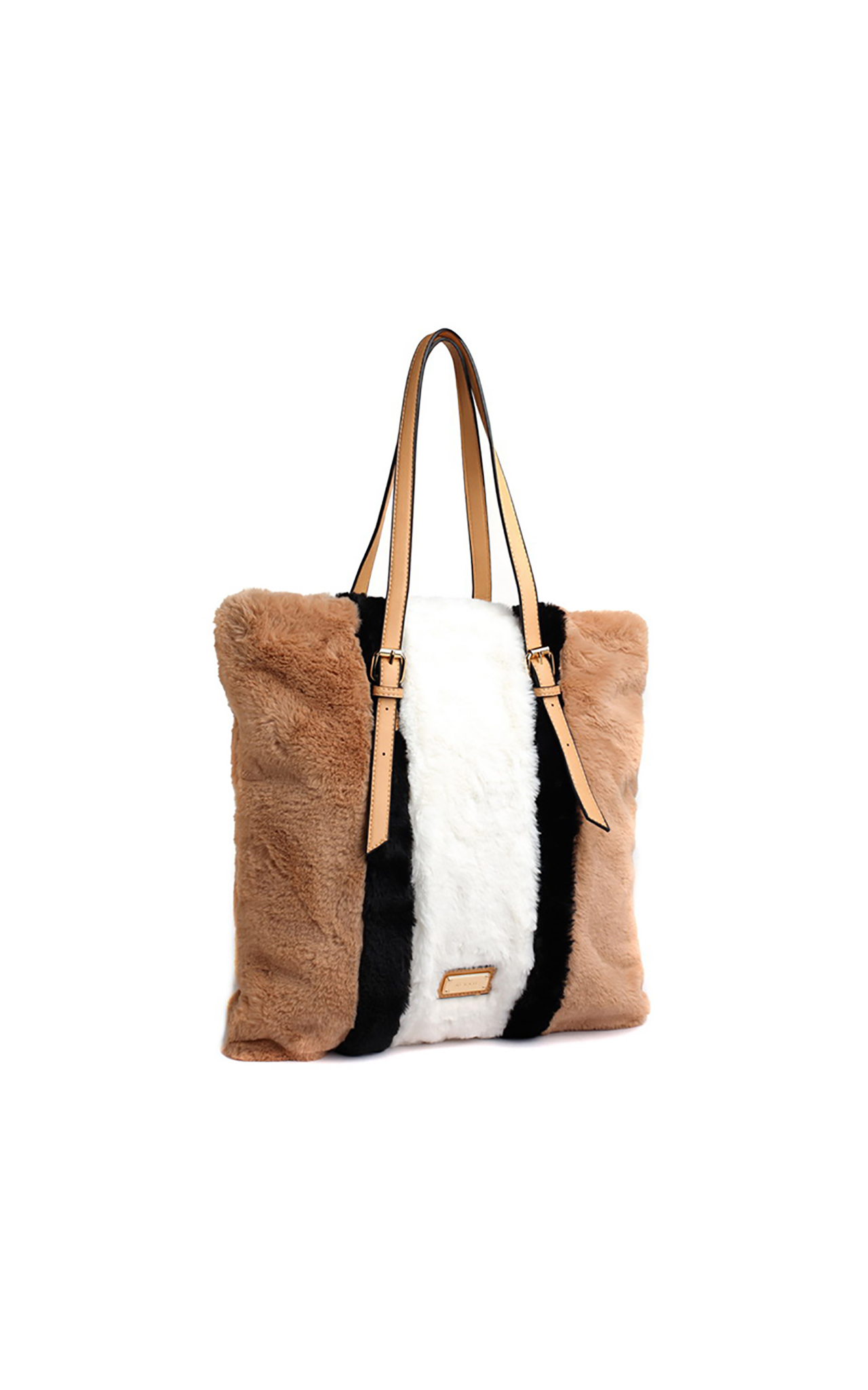 grey fur bag