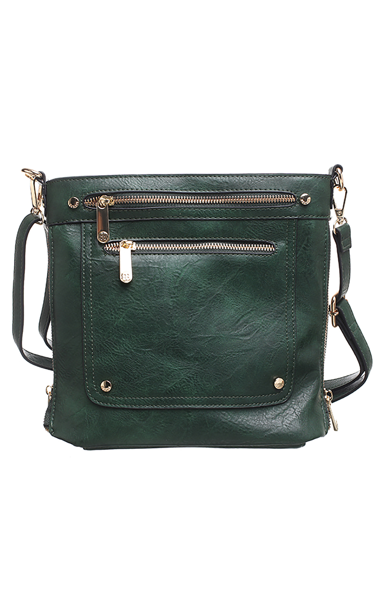 DOUBLE FRONT ZIP POCKET CROSSBODY BAG Bessie London