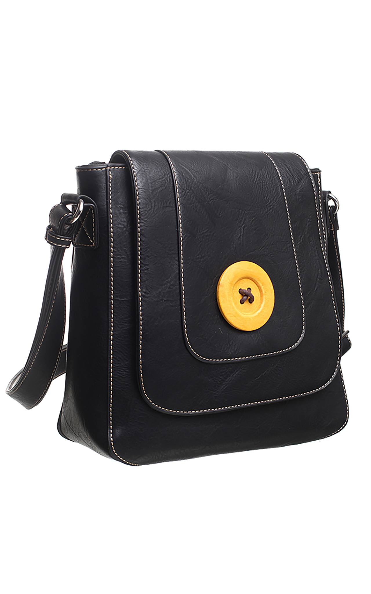 CLASSIC FLAP OVER WOODEN BUTTON CROSS BODY BAG