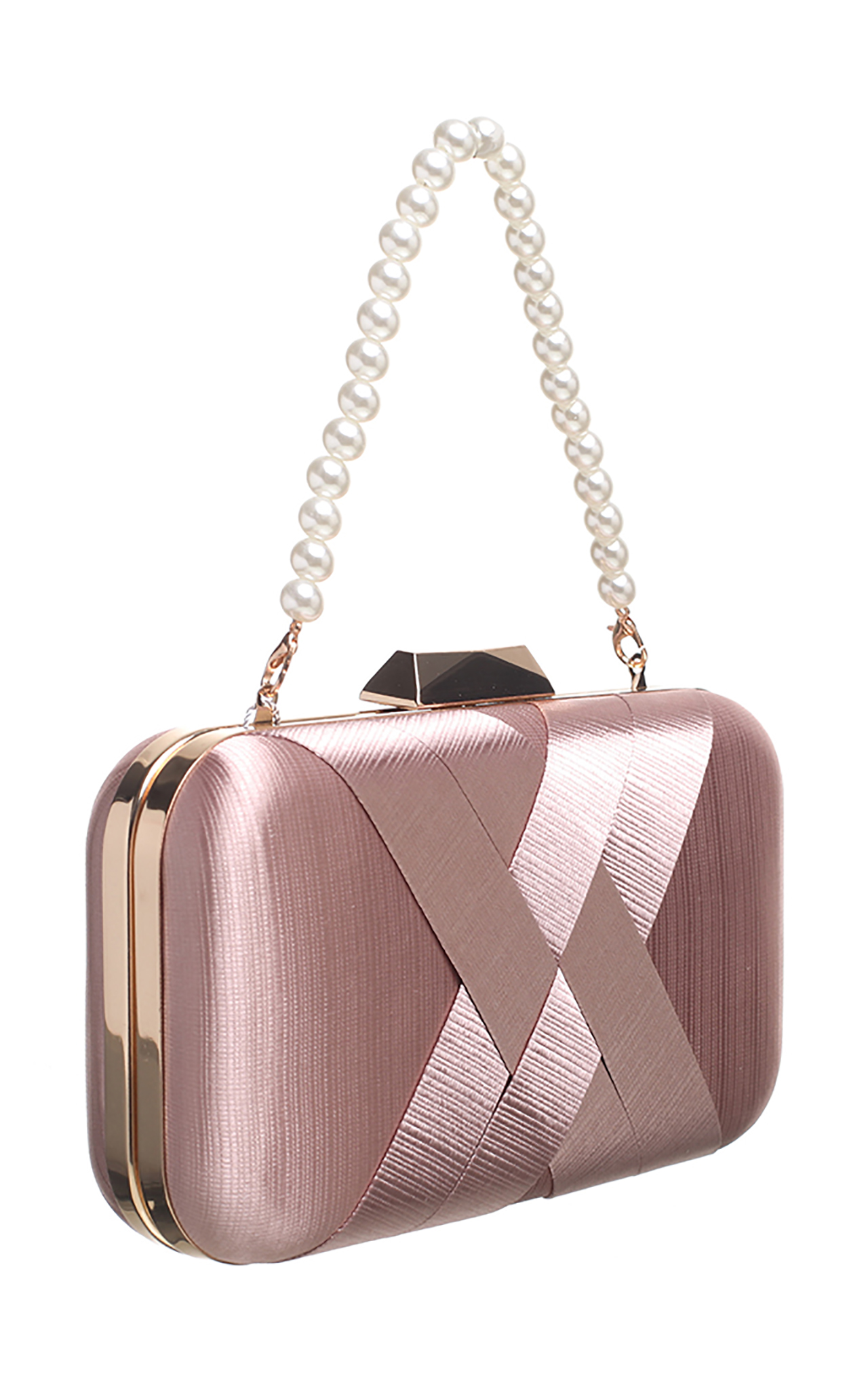 Pearl Top Handle Clutch Bag L.Pink, BESSIE LONDON