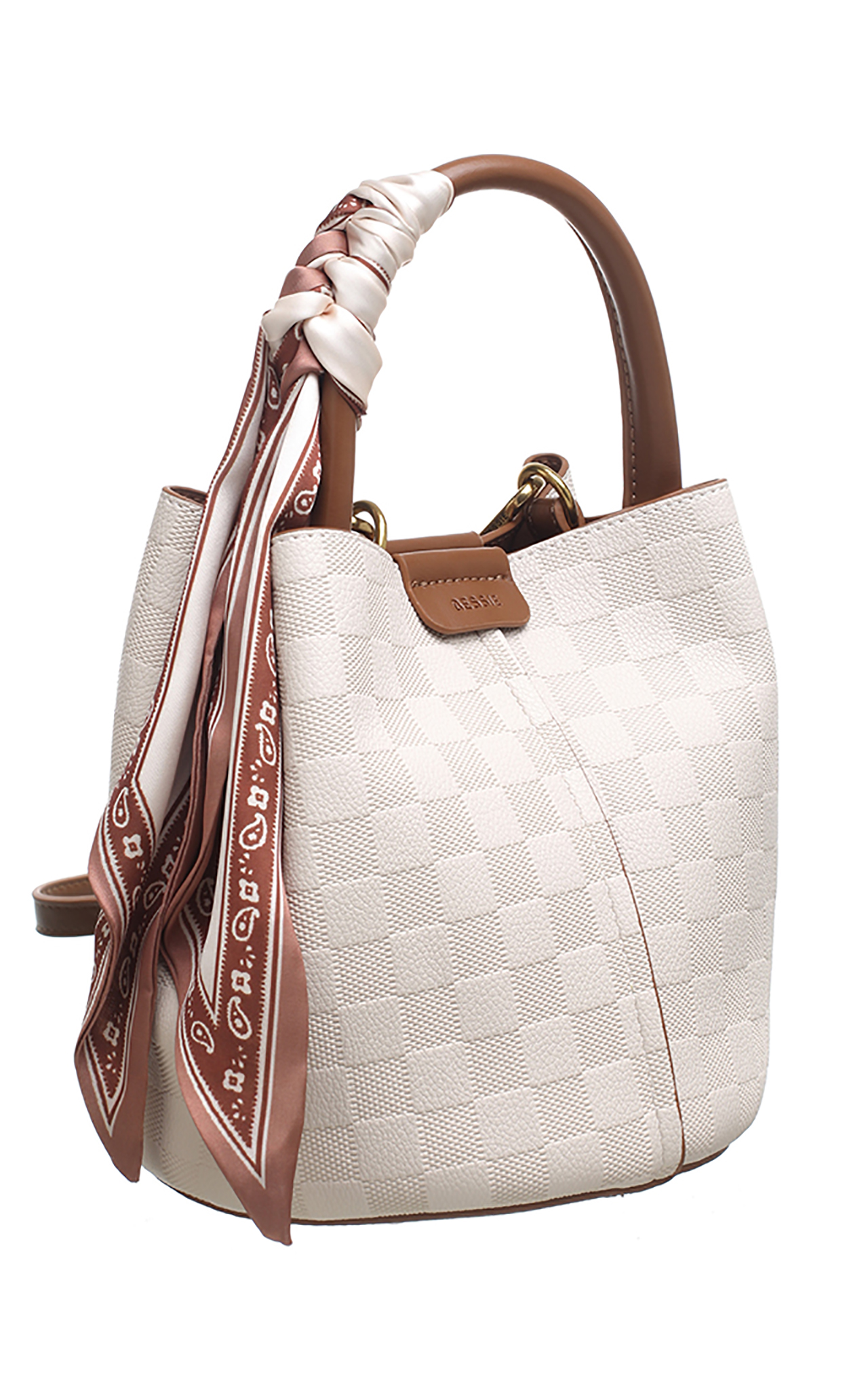 Bessie London Chess white checkerboard textured bucket handbag two-in- –  Bessie London India