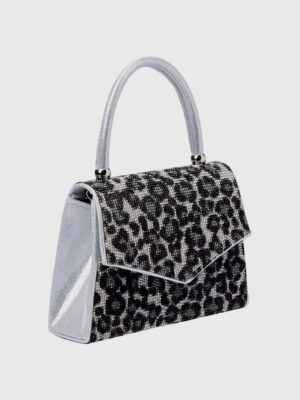 FLAP OVER TOP HANDLE STUDDED EVENING BAG