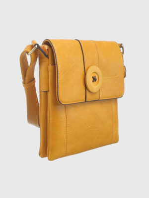 Black Two-Pocket Button Shoulder Bag