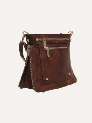 DOUBLE FRONT ZIP POCKET CROSSBODY BAG