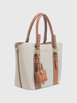TWO TONE CANVAS GRAB WITH CHARM
