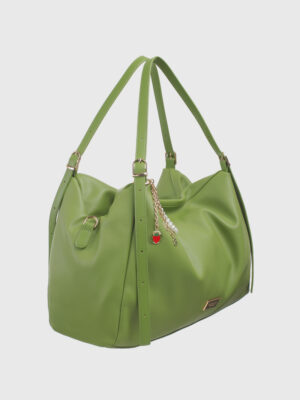 BELT HANDLE SHOULDER BAG WITH CHARM