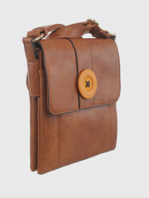 Black Two-Pocket Button Shoulder Bag