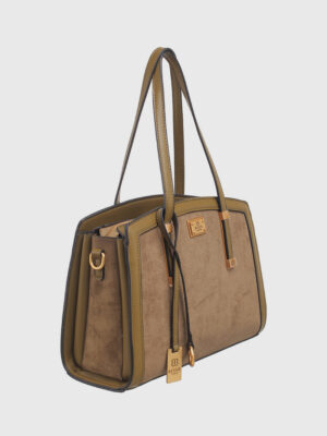 SUEDE TOTE BAG WITH CHARM