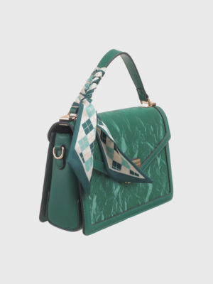 SCARF VELVET TOP HANDLE CROSS BODY BAG