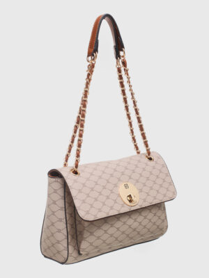 BESSIE LOGO PRINT FLAP OVER CHAIN BAG