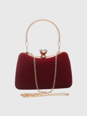 VINTAGE VELVET TOP HANDLE CLUTCH BAG