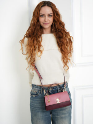 DUAL-TONE PEARL FLAP CROSSBODY BAG