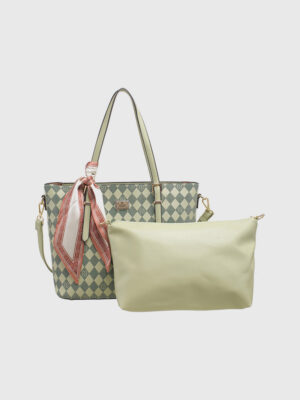 DIAMOND GRID MONOGRAM DUMPLING SHAPE GRAB