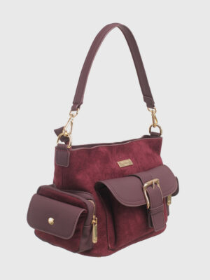 BUCKLE SUEDE SHOULDER BAG