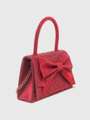 STUDDED TOP HADNLE BOW EVENING CLUTCH