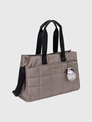 NYLON QUILTED TOTE BAG WITH CHARM