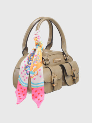 TWIN BUCKLE BOWLER BAG WITH SCARF