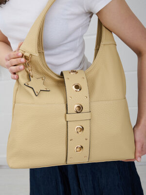 PEBBLED BUCKLE HOBO BAG