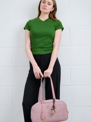 MINI SUEDE BOWLING BAG