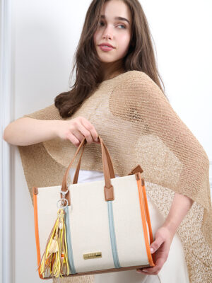 CANVAS COLOURFUL STRIPED TOTE