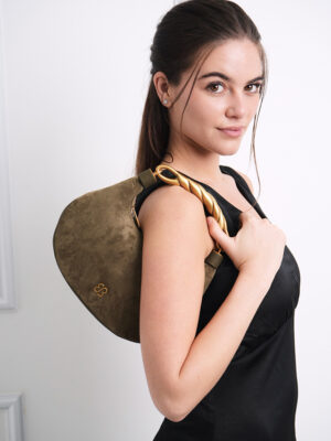SUEDE TWISTED HANDLE MINI HANDBAG