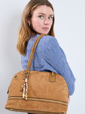 SUEDE HOBO DOME SHOULDER BAG