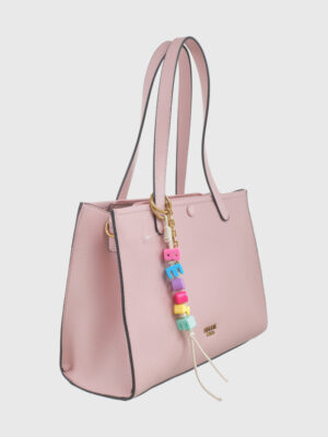 PEBBLED BESSIE LETTER-BEAD SHOULDER BAG