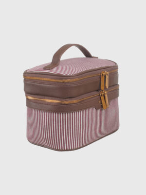 STRIPED CANVAS COSMETIC BAG