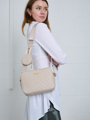 CHECKERBOARD COIN PURSE CHARM CROSSBODY