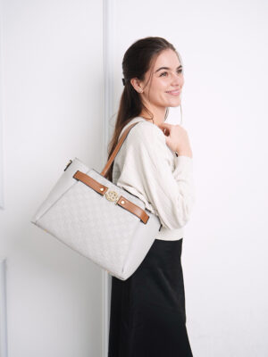 CHECKERBOARD SIGNATURE BUCKLE SHOULDER BAG