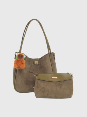 SUEDE CAPY CHARM SLOUCH BAG