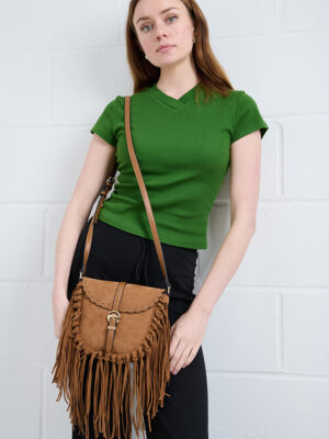 SUEDE FRINGED CROSSBODY BAG