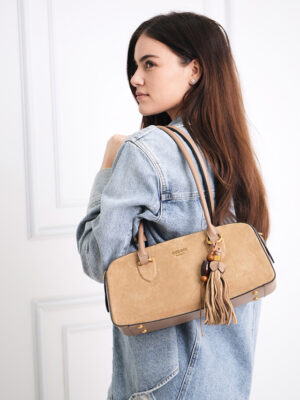 FASHIONABLE SUEDE DOME SHOULDER BAG