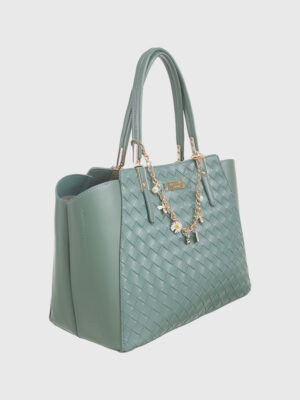 TEXTURED WOVEN PANEL SHOULDER BAG