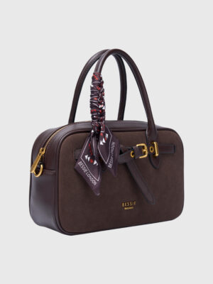 FAUX SUEDE TOTE WITH SCARF
