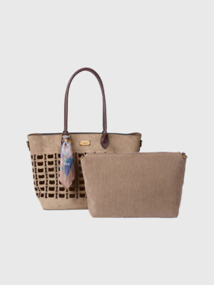 CUTWORK SUEDETTE SHOULDER BAG