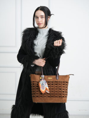 CUTWORK SUEDETTE SHOULDER BAG