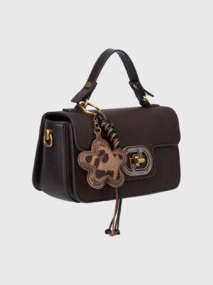 FLAP OVER TOP HANDLE BAG WITH FLOWER CHARM
