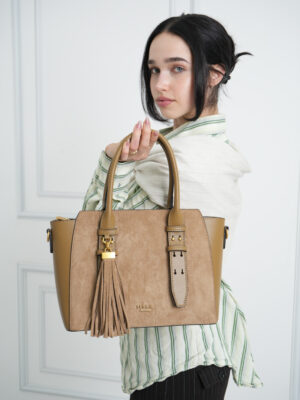 SUEDE TOTE WITH TASSLE