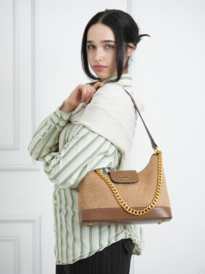 SUEDE QUILTED CHAIN UNDERARM BAG