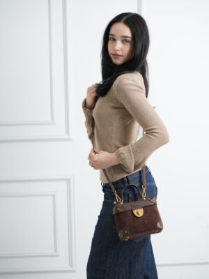 TINY SUEDE TOP HANDLE BOX BAG