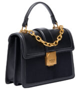 SUEDE FLAP OVER TOP HANDLE BAG