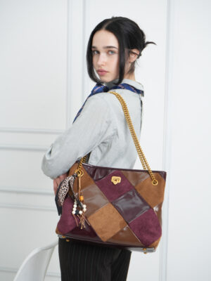 VINTAGE COLOUR PATCHWORK 2-IN-1 CHAIN BAG