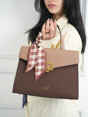 TWO TONE TOTE WITH SCARF
