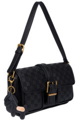 CHECKBOARD BUCKLE SHOULDER BAG