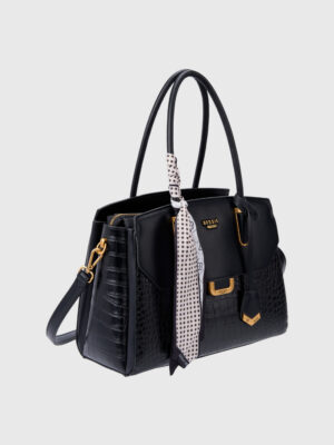 POLISHED CROC SHOULDER TOTE