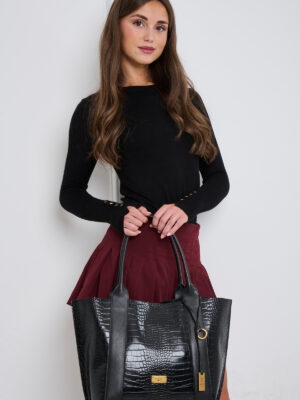 POLISHED CROC TOTE