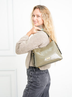 SOPHISTICATED CROC SHOULDER BAG