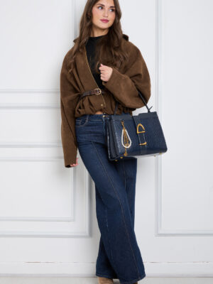 EQUESTRIAN BUCKLE CROC TOTE